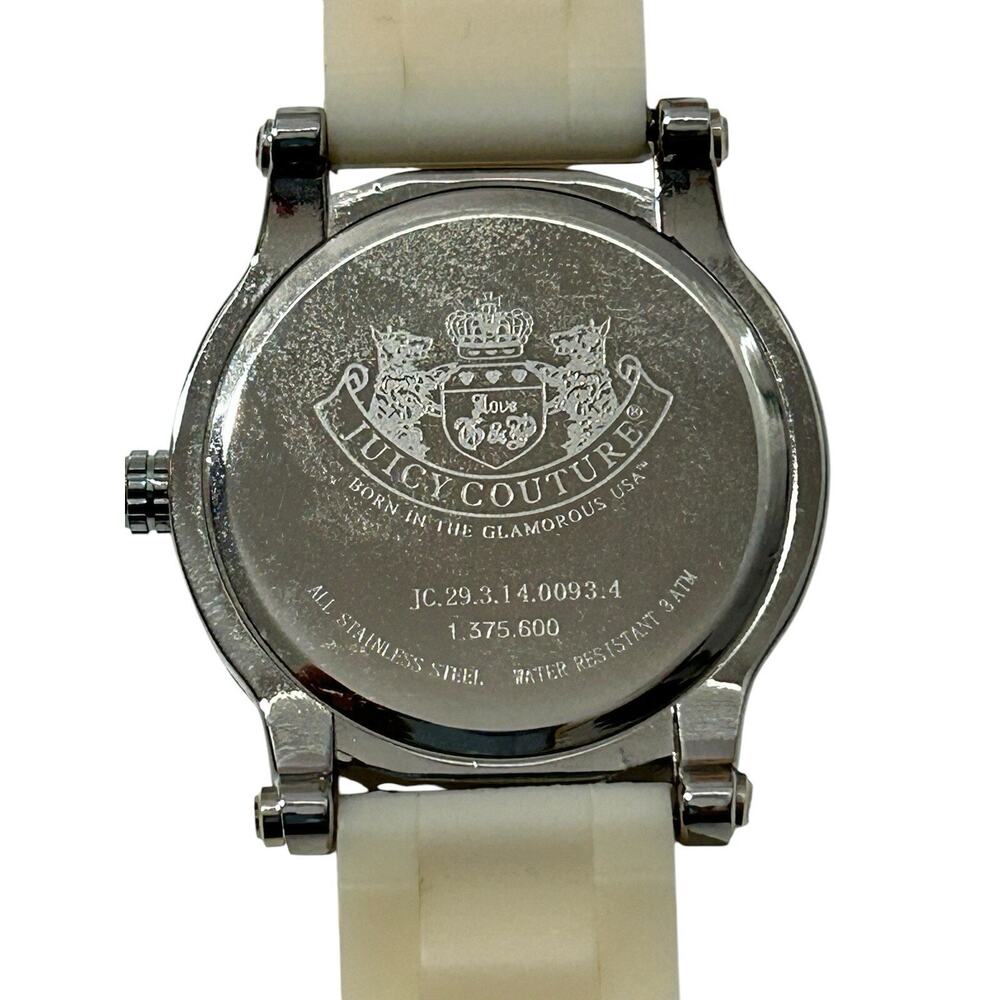 Juicy Couture Midsized 38mm Women's Crystal Face Watch Silver Stainless Silicone - Picture 4 of 10